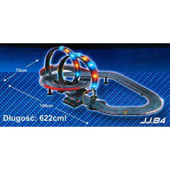 6-metrowy Tor wyścigowy dla dzieci 3-8 lat + Świetlne pętle 360 + 2 autka + Licznik okrążeń